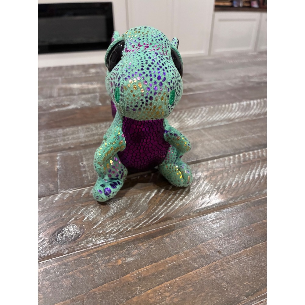 Ty Beanie Boos Cinder Green Dragon‎ Plush Purple Glitter Wings 6" 2020